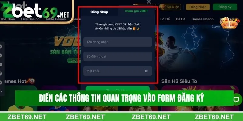 Điền các thông tin quan trọng vào form đăng ký Điền các thông tin quan trọng vào form đăng ký