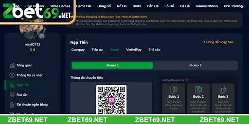 Các bước nạp tiền bằng ví Momo Các bước nạp tiền bằng ví Momo