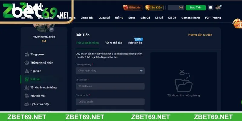 Theo dõi trình tự rút tiền chi tiết về tài khoản